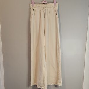 Kimberly C Cream Wide Leg Sweatpants | Size S | Lounge Athleisure